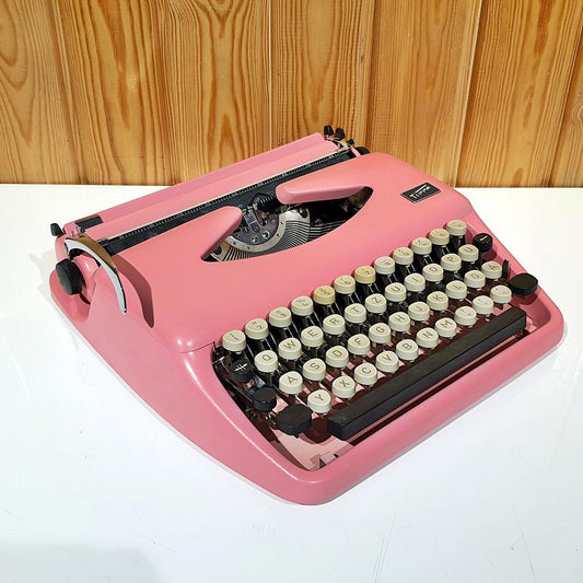 Adler Tippa Pink Typewriter - 1960s Vintage Mechanical Keyboard - Retro Pink Typewriter Gift for Writers - Fully Working Vintage Typewriter