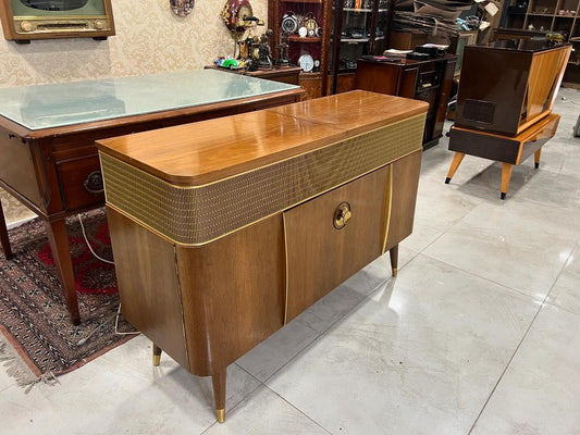 Vintage Grundig Tube Radio Music Cabinet with Original FM, 33-45-78 RPM Record Player, Excellent Condition, Collectible Antique