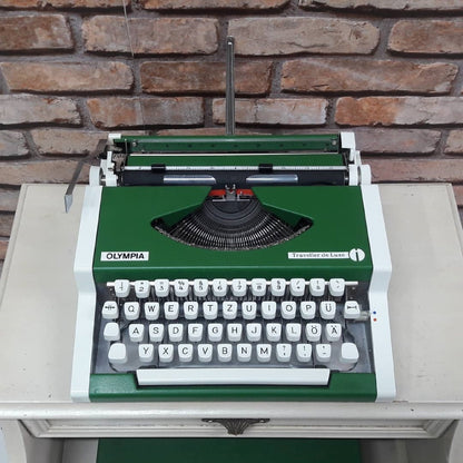 Green Olympia Traveller Deluxe Typewriter - Fully Functional. The Ultimate Gift for Timeless Elegance.