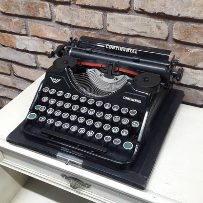 Vintage Continental Typewriter,Authentic 1935 Model with QWERTZ Layout,Fully Functional and Restored,Antique Writing Charm in Every Keystrok