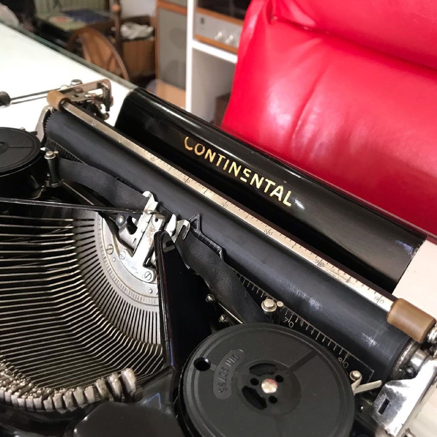 Continental Typewriter | Vintage Glass Keyboard, Fully Operational | 1940 Model Black Elegance for an Inspired Writing Experience
