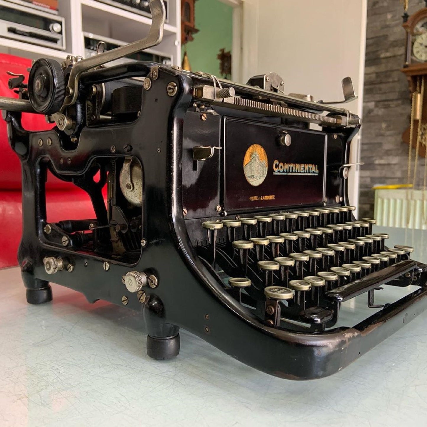Continental Typewriter - Effortless Elegance with Working Mechanism and Black Glass Keyboard