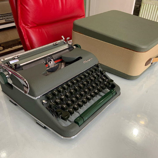 Olympia SM 3 Typewriter | Vintage Green and Black | With or Without Stylish Case Options | Ideal for Retro Writing