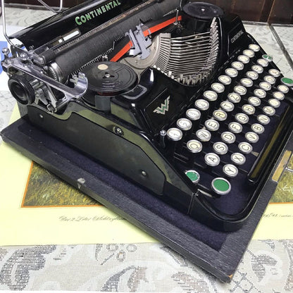 Continental Typewriter | Glass Keyboard, Fully Operational | Classic Black Elegance for an Unforgettable Writing Experience