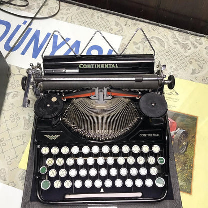Continental Typewriter | Glass Keyboard, Fully Operational | Classic Black Elegance for an Unforgettable Writing Experience