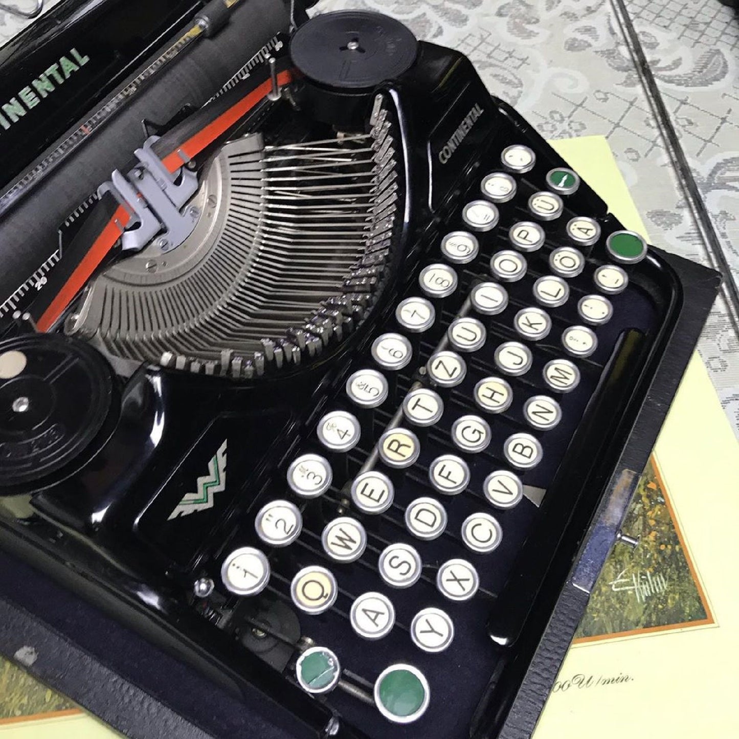 Continental Typewriter | Glass Keyboard, Fully Operational | Classic Black Elegance for an Unforgettable Writing Experience