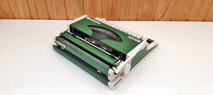 Green Olympia Traveller Typewriter - Vintage Elegance, Antique Mechanical Writing Machine from the 1960s, Classic Handwriting Tool