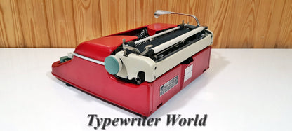 Olympia Monica Red Typewriter | Typewriter Like New | Typewriter Working with White Keyboard