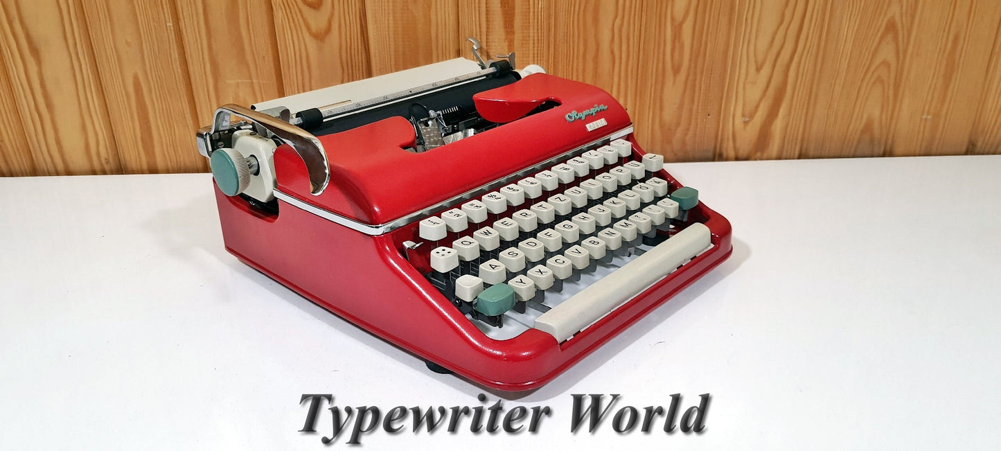 Olympia Monica Red Typewriter | Typewriter Like New | Typewriter Working with White Keyboard