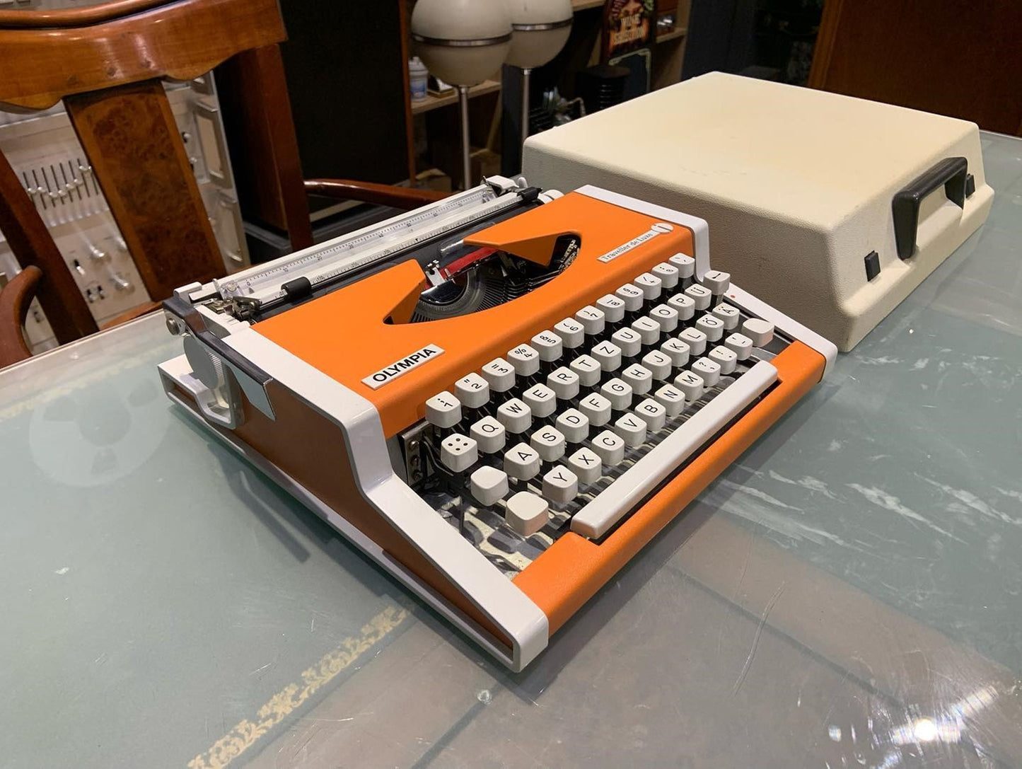 Orange Olympia Traveller Typewriter 1970s | Premium Gift | Orange Typewriter | Old Typewriter