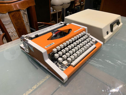 Orange Olympia Traveller Typewriter 1970s | Premium Gift | Orange Typewriter | Old Typewriter