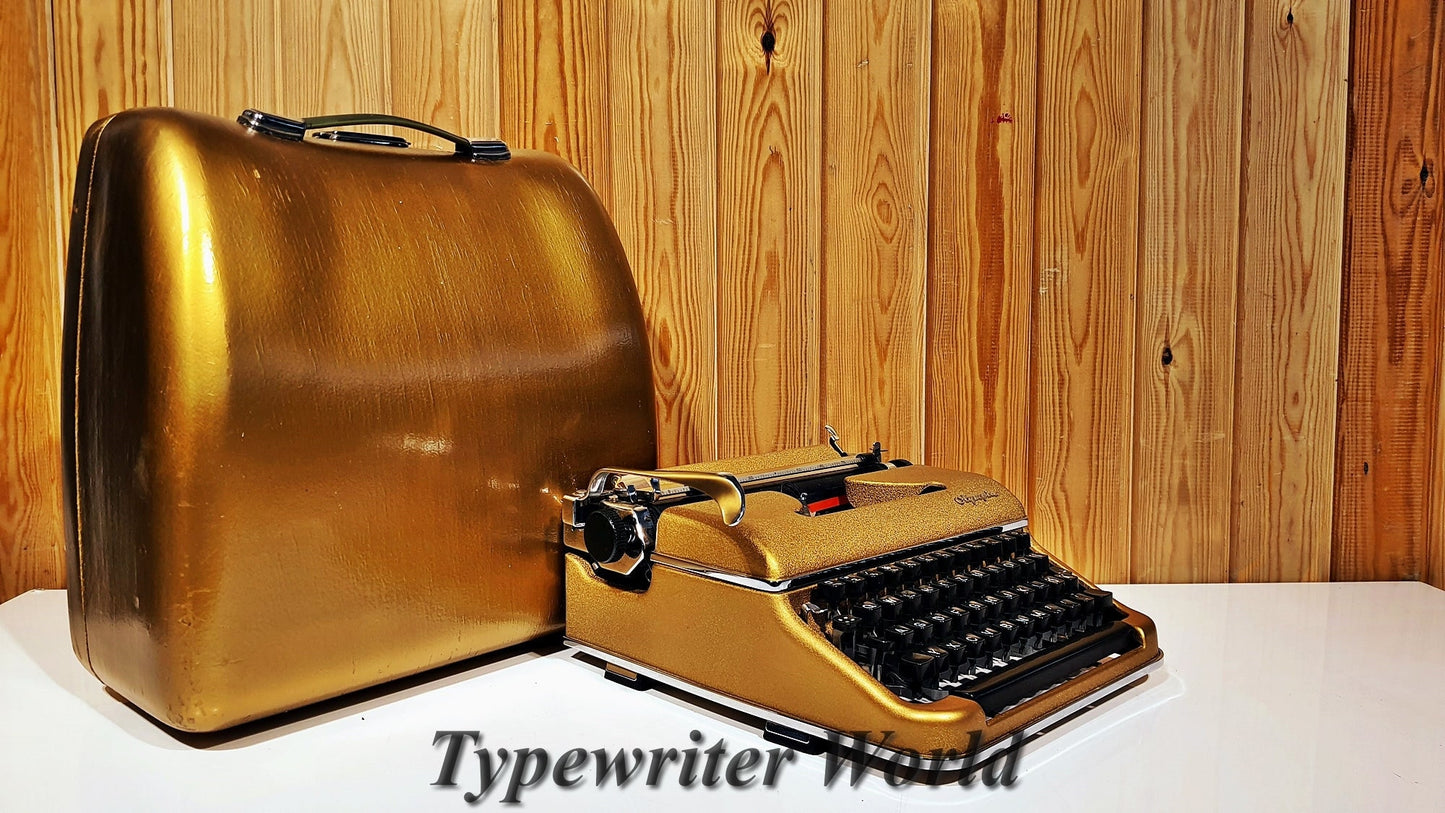 Olympia SM3 Gold Typewriter with a Choice of Gold or Black Case - An Antique Masterpiece and the Most Special Gift