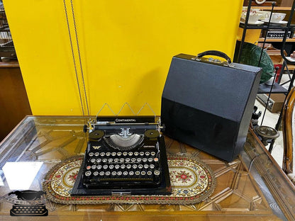Continental Typewriter | Vintage Working Typewriter with Glass Keyboard, Black Typewriter, and Black Case