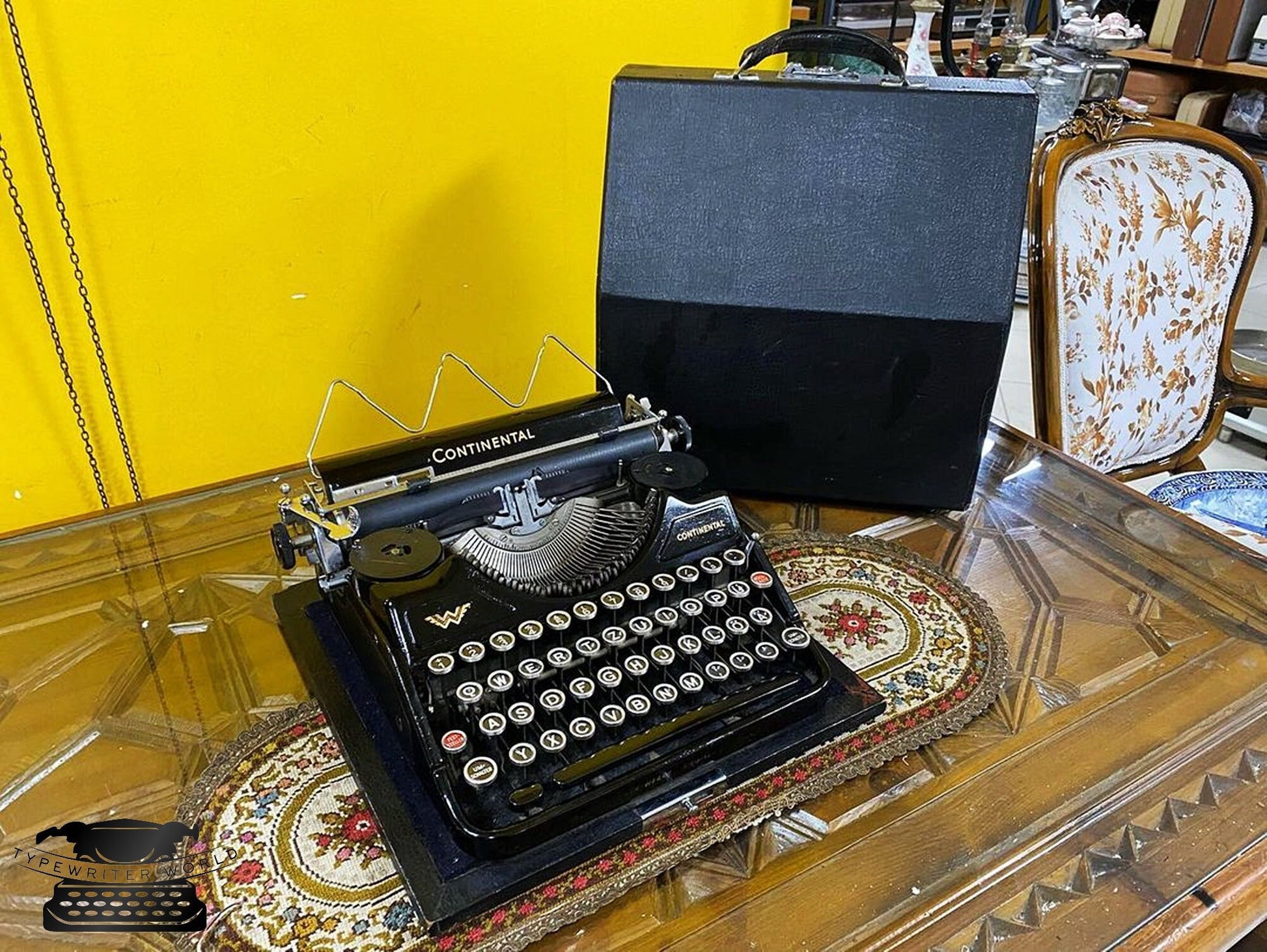 Continental Typewriter | Vintage Working Typewriter with Glass Keyboard, Black Typewriter, and Black Case