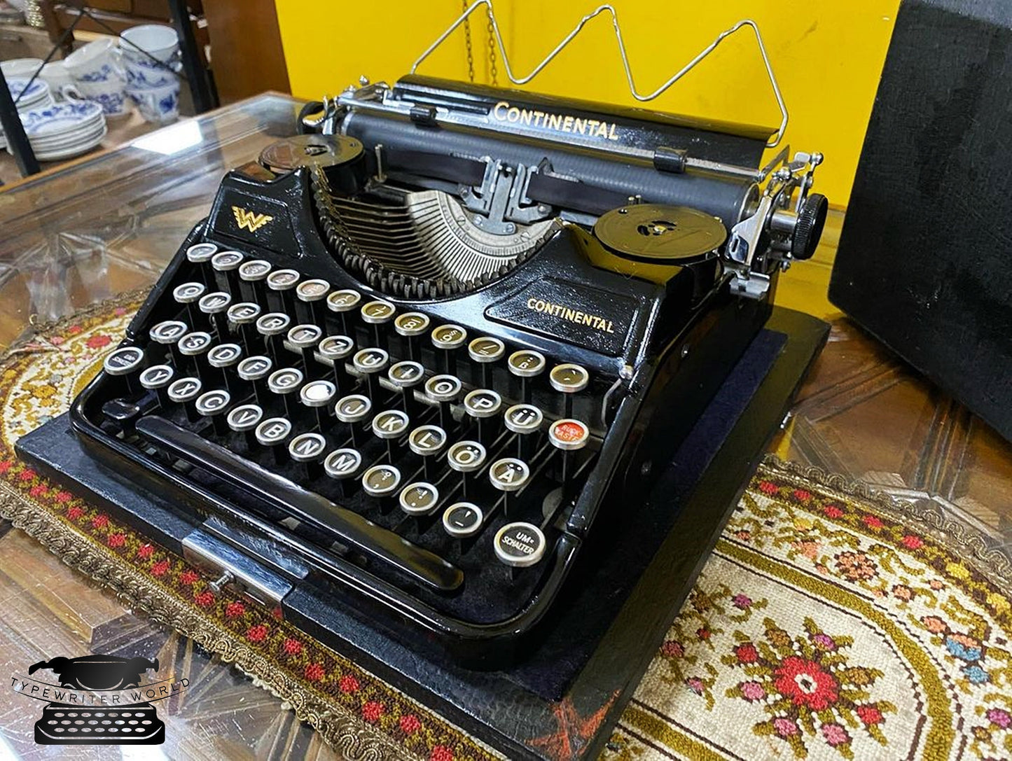 Continental Typewriter | Vintage Working Typewriter with Glass Keyboard, Black Typewriter, and Black Case