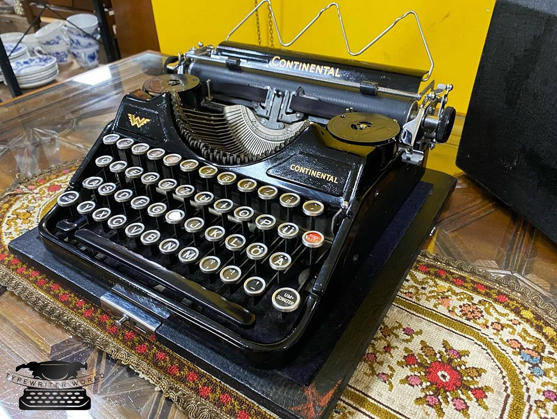 Continental Typewriter | Vintage Working Typewriter with Glass Keyboard, Black Typewriter, and Black Case