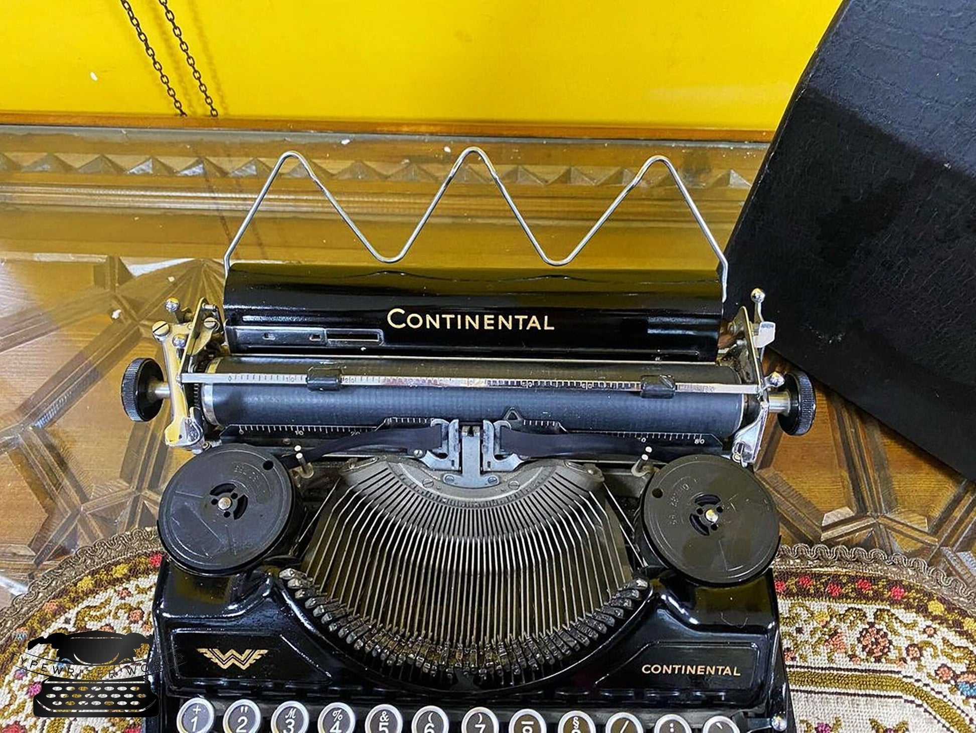 Continental Typewriter | Vintage Working Typewriter with Glass Keyboard, Black Typewriter, and Black Case