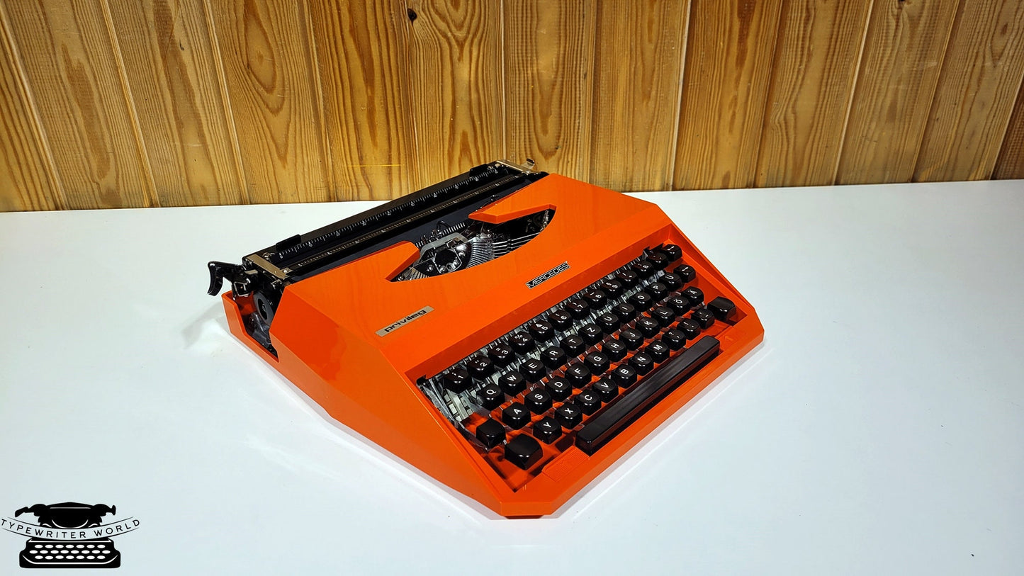 Mercedes Typewriter | Classic Red Typewriter | Fully Operational 1960 Model with Black Keyboard