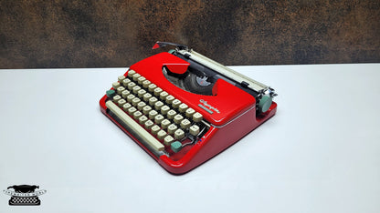 Vintage Olympia Splendid 33/66 Red Typewriter - Retro Mechanical Collectible for Office Decor, Industrial Steampunk - Steampunk decor