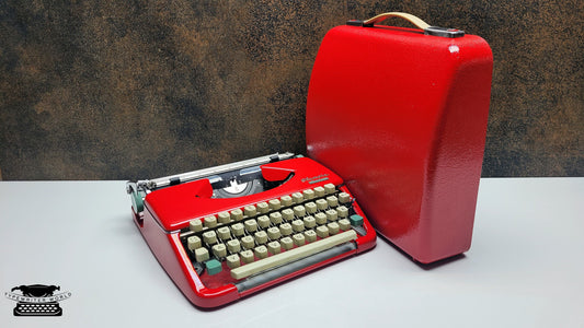 Vintage Olympia Splendid 33/66 Red Typewriter - Retro Mechanical Collectible for Office Decor, Industrial Steampunk - Steampunk decor