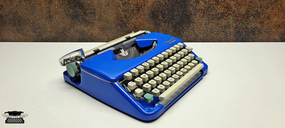 Olympia Splendid 33/66 Portable Typewriter in Blue with Matching Blue Bag | German-Made Retro Writing Tool | Vintage Gift