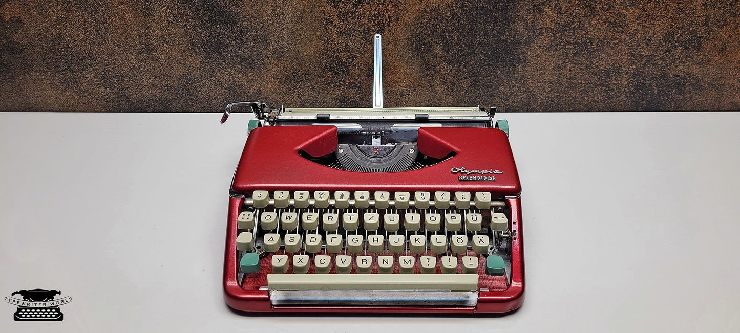 Olympia Splendid 33/66 Vintage Red Typewriter| Classic Writing Machine from the 1970s | Rare Mechanical Keyboard for Writers and Collectors