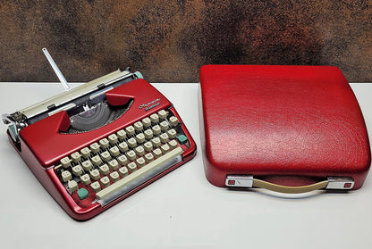 Olympia Splendid 33/66 Vintage Red Typewriter| Classic Writing Machine from the 1970s | Rare Mechanical Keyboard for Writers and Collectors