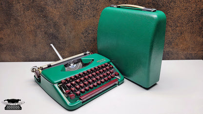 Fully Restored Olympia Splendid 33/66 Matte Green Typewriter with Case and Mechanical Keyboard | Classic Writing Tool for Creatives QWERTY