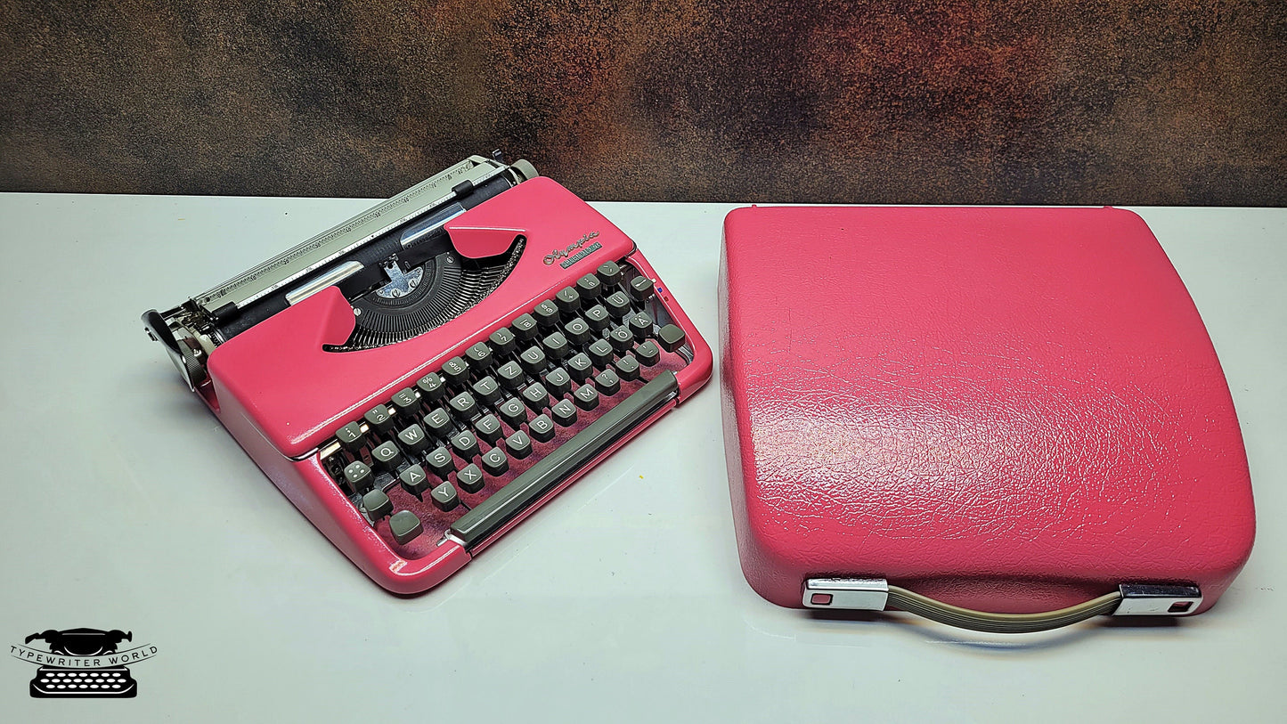 Refurbished Olympia Splendid 33/66 Pink Typewriter with Grey Keyboard and Matching Case- Great Gift Idea for Typewriter Lovers and Writers