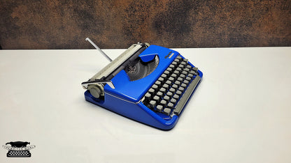 Vintage Olympia Splendid 33/66 Blue Typewriter - A Unique Crafting Tool for Scrapbookers and DIY Enthusiasts