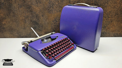 Olympia Splendid 33/66 Vintage Typewriter Burgundy Keyboard and Matching Case | Fully Restored Writing Machine - Great Gift Idea for Writers