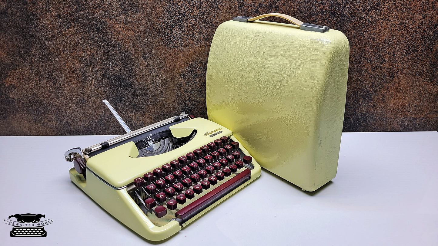 Olympia Splendid 33/66 Vintage Typewriter Burgundy Keyboard and Matching Case | Fully Restored Writing Machine - Great Gift Idea for Writers