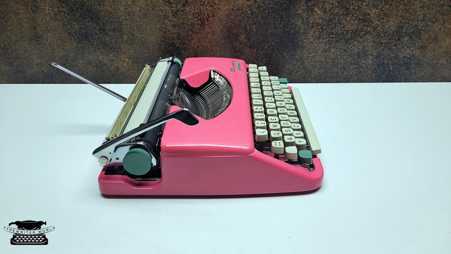 Vintage Olympia Splendid 33/66 Pink Typewriter, Retro Mechanical Collectible for Office Decor, Industrial Steampunk,Steampunk decor,Gift