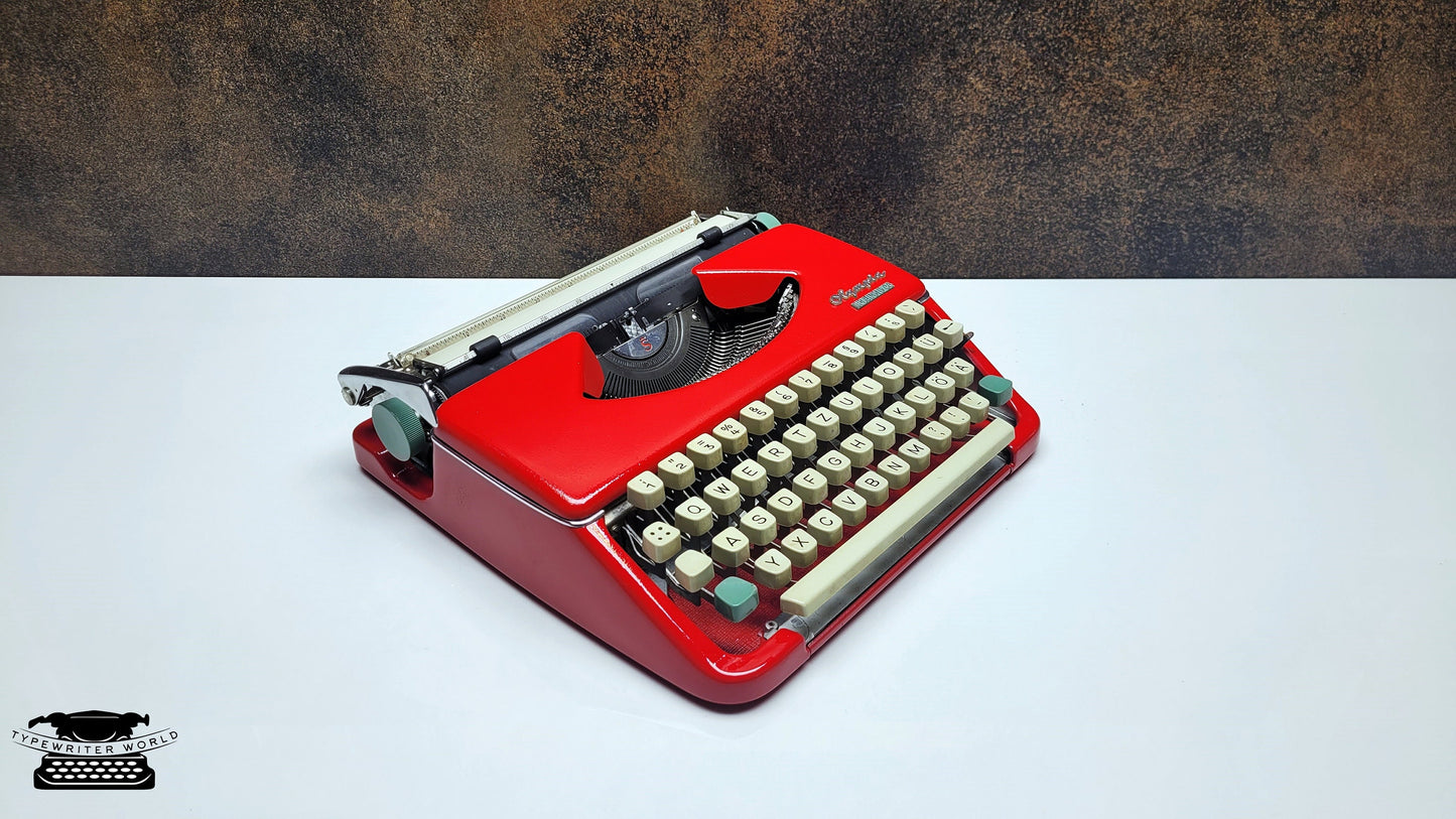 Vintage Olympia Splendid 33/66 Red Typewriter - Retro Mechanical Collectible for Office Decor, Industrial Steampunk - Steampunk decor