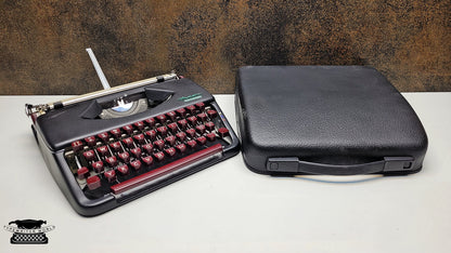 Refurbished Olympia Splendid 33/66 Matte Black Typewriter with Mechanical Keyboard and Case | German-Made Retro Writing Tool