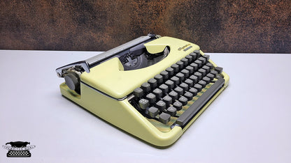 Vintage Beige Olympia Splendid 33/66 Typewriter with Grey Keyboard and Matching Case | Refurbished Writing Tool - Perfect Gift for Writers
