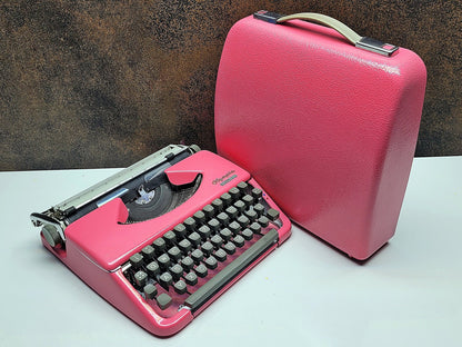 Refurbished Olympia Splendid 33/66 Pink Typewriter with Grey Keyboard and Matching Case- Great Gift Idea for Typewriter Lovers and Writers