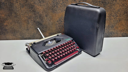 Olympia Splendid 33/66 Vintage Typewriter Burgundy Keyboard and Matching Case | Fully Restored Writing Machine - Great Gift Idea for Writers