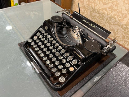 Vintage Continental Typewriter 1930 Model with Premium Glass QWERTZ Keyboard - Black Bag Included,typewriter working
