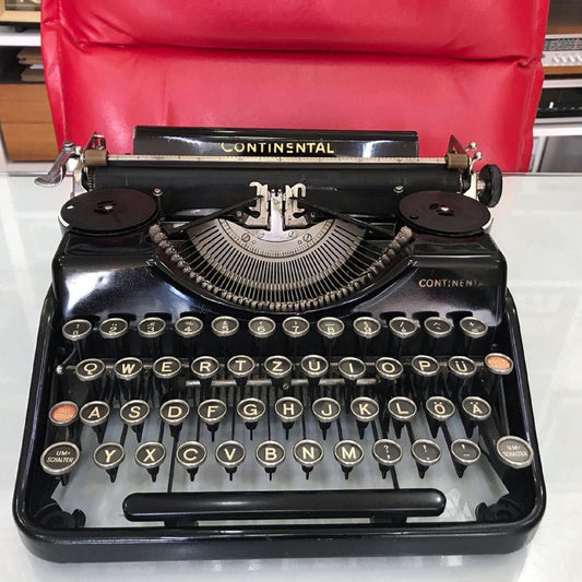 Continental Typewriter | Vintage Glass Keyboard, Fully Operational | 1940 Model Black Elegance for an Inspired Writing Experience