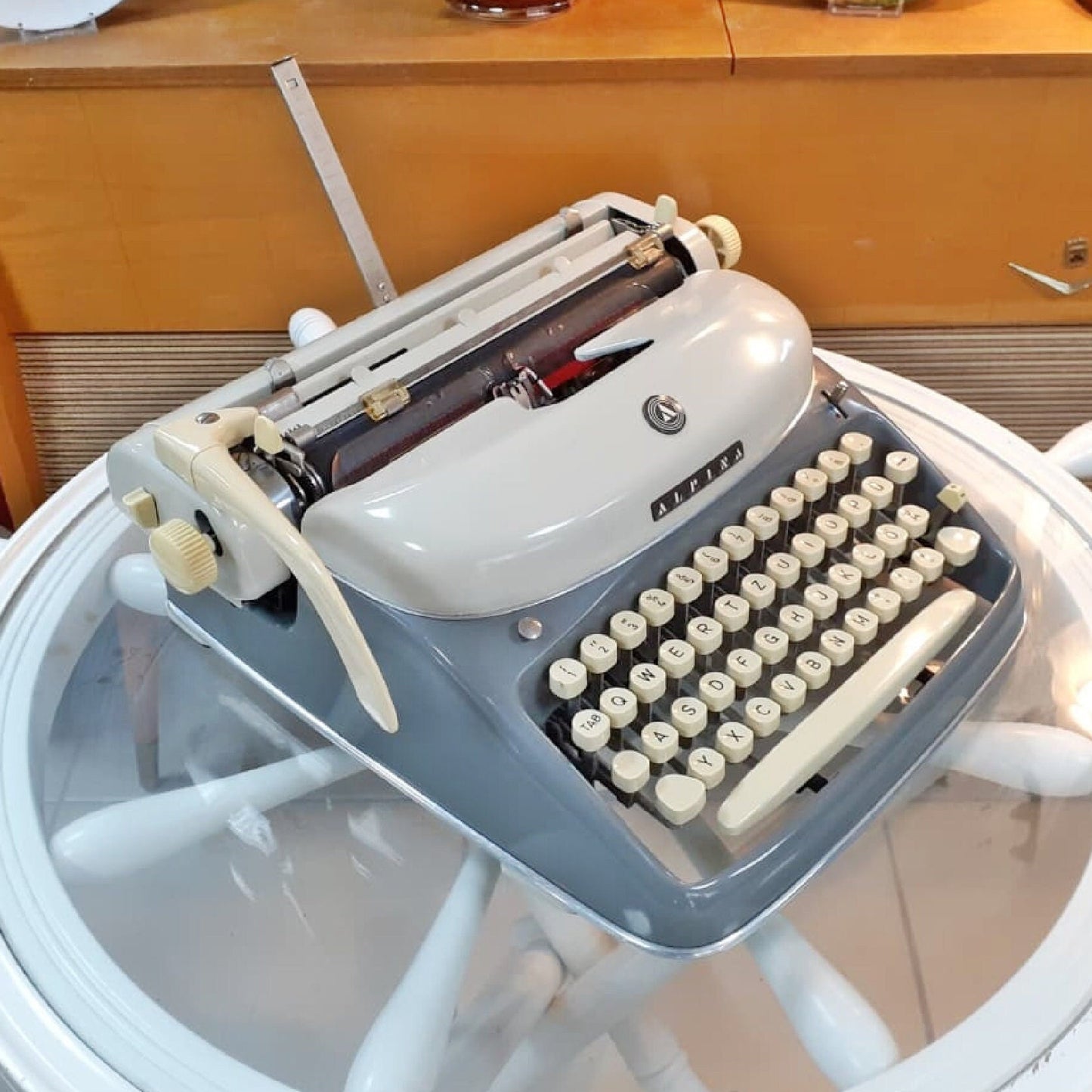 Alpina Typewriter | Antique Typewriter | Working Typewriter | Working Perfectly | Fabulous Gift -  White Keyboard and Blue Typewriter